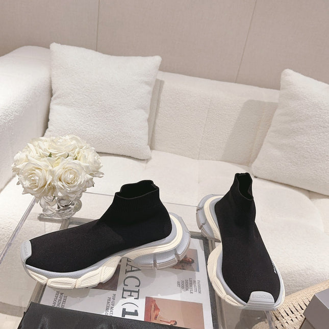 BALENCIAGA 25S SPEED TRAINER SNEAKERS 55 MM IN BLACK KNIT STYLE 4