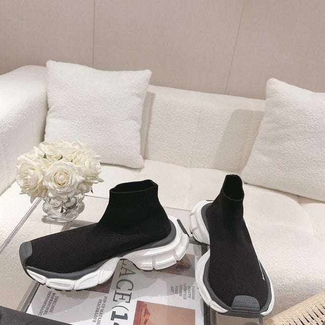 BALENCIAGA 25S SPEED TRAINER SNEAKERS 55 MM IN BLACK KNIT STYLE 3