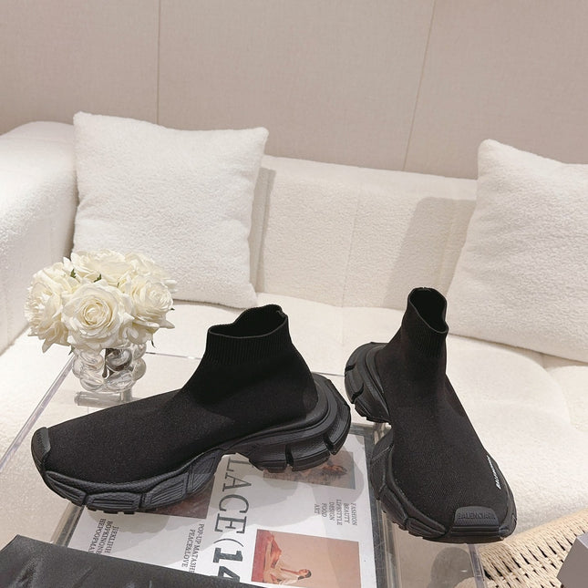 BALENCIAGA 25S SPEED TRAINER SNEAKERS 55 MM IN BLACK KNIT STYLE 2