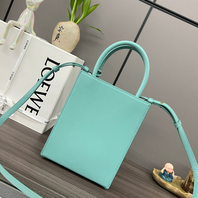 STANDARD A5 TOTE BAG IN AQUAMARINE BLUE CALFSKIN