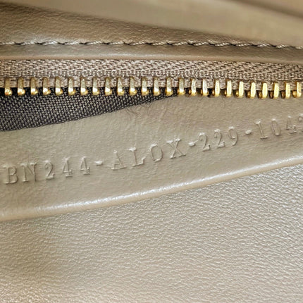 PEEKABOO 24 IN WHITE MIX BROWN INTERLACED CALFSKIN GOLD HARDWARE