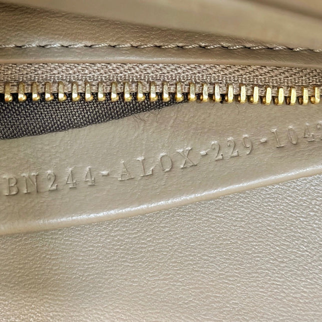 PEEKABOO 24 IN WHITE MIX BROWN INTERLACED CALFSKIN GOLD HARDWARE