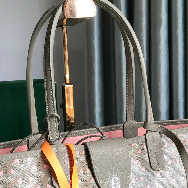 SAINT LOUIS PM 34 IN GREY MIX PINK GOYARDINE CANVAS AND CALFSKIN