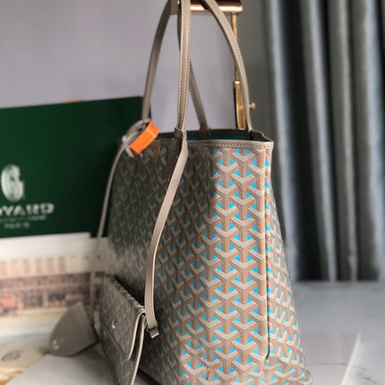 SAINT LOUIS PM 34 IN GREY MIX BLUE GOYARDINE CANVAS AND CALFSKIN