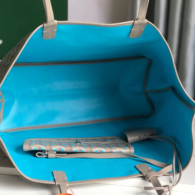 SAINT LOUIS PM 34 IN GREY MIX BLUE GOYARDINE CANVAS AND CALFSKIN