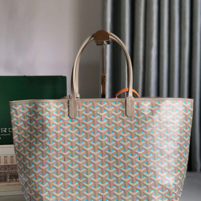 SAINT LOUIS PM 34 IN GREY MIX BLUE GOYARDINE CANVAS AND CALFSKIN