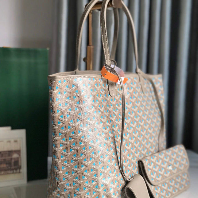 SAINT LOUIS PM 34 IN GREY MIX BLUE GOYARDINE CANVAS AND CALFSKIN