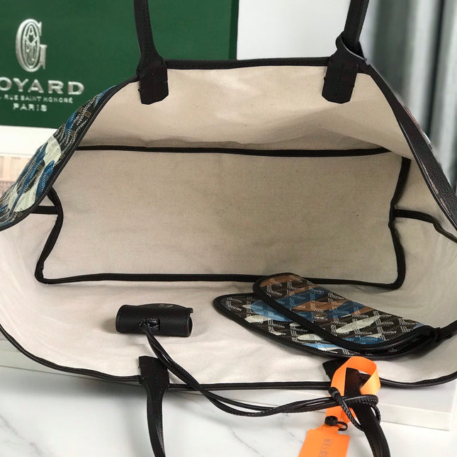 SAINT LOUIS PM BAG 34 IN BLUE LETTRES CAMOUFLAGE GOYARDINE CANVAS