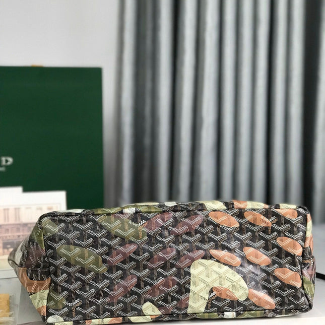 SAINT LOUIS PM BAG 34 IN GREEN LETTRES CAMOUFLAGE GOYARDINE CANVAS