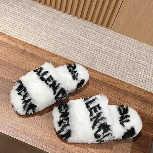 LAMB WOOL SLIPPER WHITE MIX BLACK