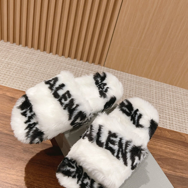 LAMB WOOL SLIPPER WHITE MIX BLACK