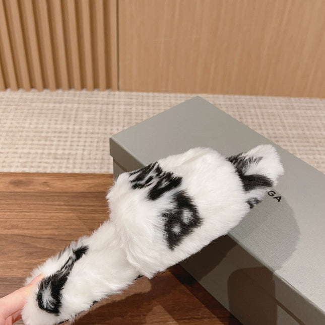 LAMB WOOL SLIPPER WHITE MIX BLACK