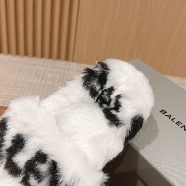 LAMB WOOL SLIPPER WHITE MIX BLACK