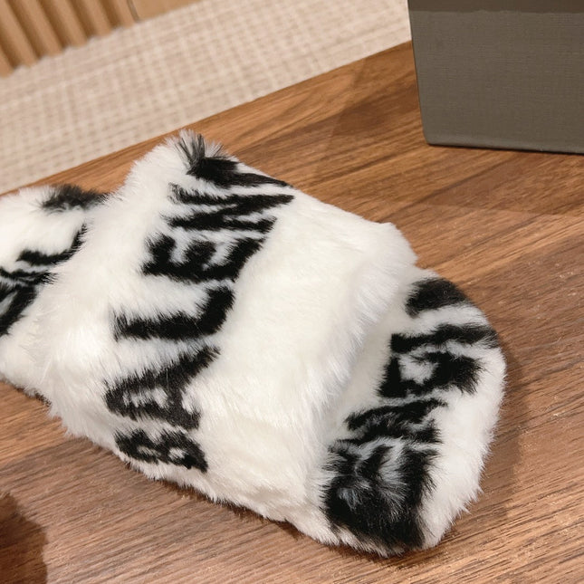 LAMB WOOL SLIPPER WHITE MIX BLACK