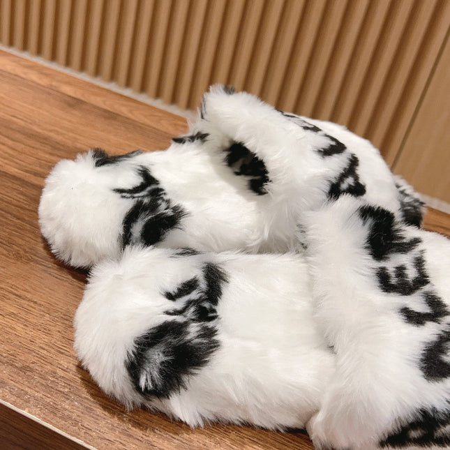 LAMB WOOL SLIPPER WHITE MIX BLACK