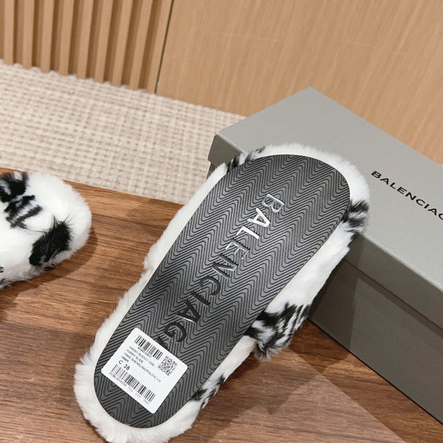 LAMB WOOL SLIPPER WHITE MIX BLACK