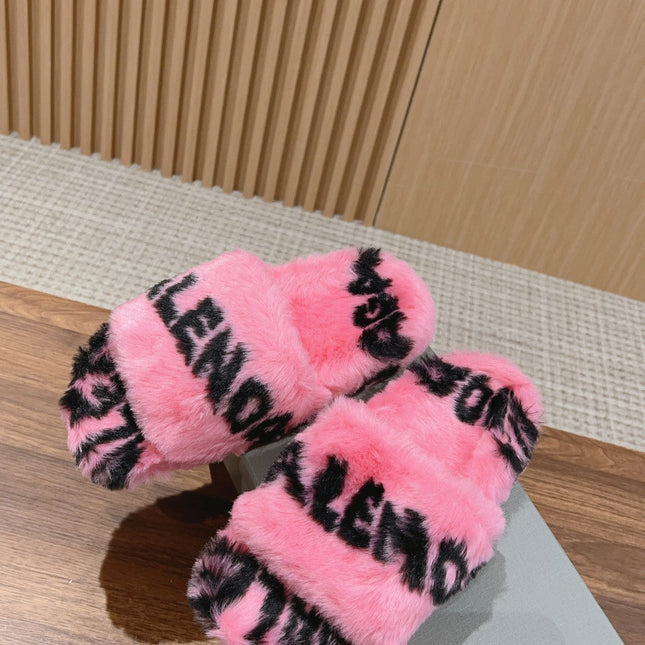 LAMB WOOL SLIPPER PINK AND BLACK