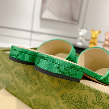 GG CHUNKY SLIDE SANDAL DARK GREEN CALFSKIN