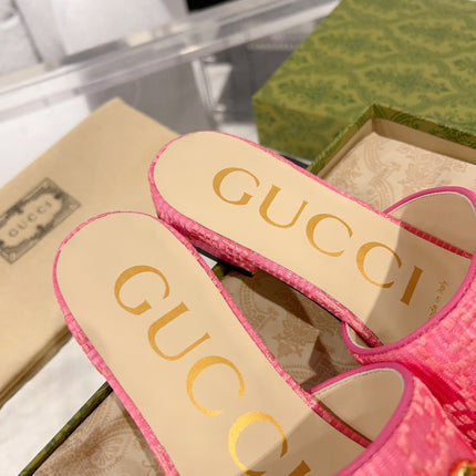 GG CHUNKY SLIDE SANDAL BRIGHT PINK CALFSKIN