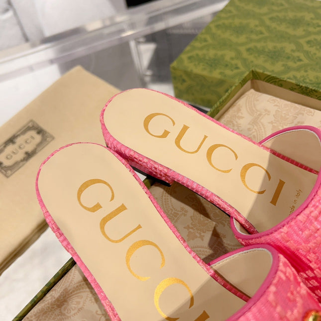 GG CHUNKY SLIDE SANDAL BRIGHT PINK CALFSKIN