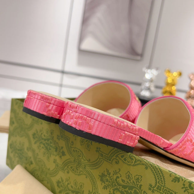 GG CHUNKY SLIDE SANDAL BRIGHT PINK CALFSKIN