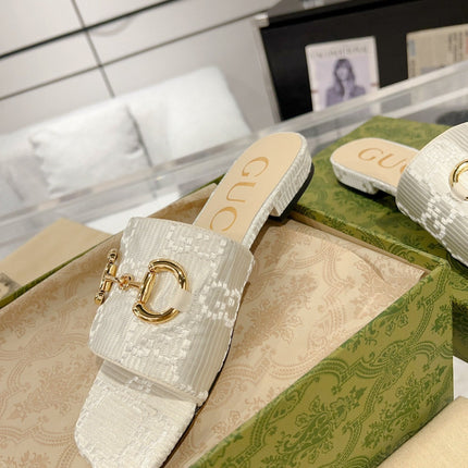 GG CHUNKY SLIDE SANDAL SILVER CALFSKIN