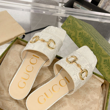 GG CHUNKY SLIDE SANDAL SILVER CALFSKIN