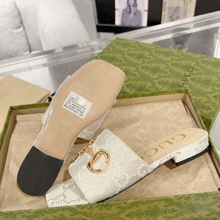 GG CHUNKY SLIDE SANDAL SILVER CALFSKIN