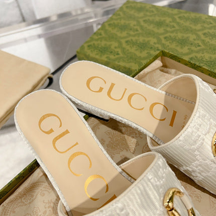 GG CHUNKY SLIDE SANDAL SILVER CALFSKIN