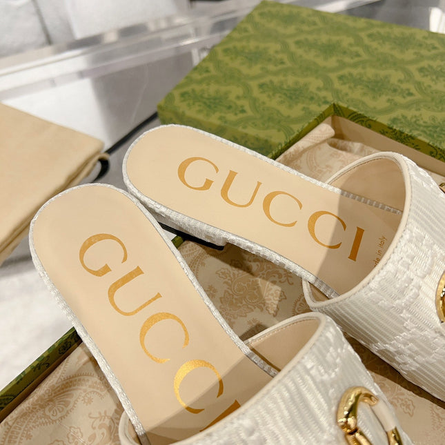 GG CHUNKY SLIDE SANDAL SILVER CALFSKIN