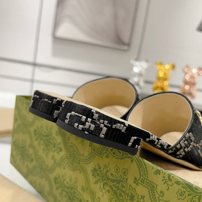 GG CHUNKY SLIDE SANDAL BLACK CALFSKIN