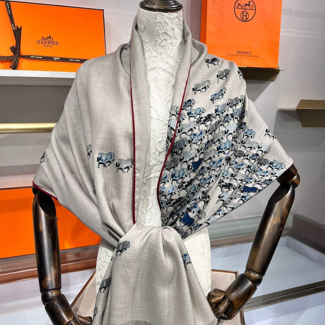 SCARF 185 CM IN DOVE GREY MIX COLORFUL CASHMERE 388010