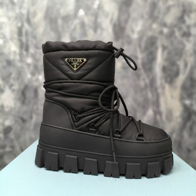 PRA RE-NYLON GABARDINE APRÈS SKI BOOTIES BLACK