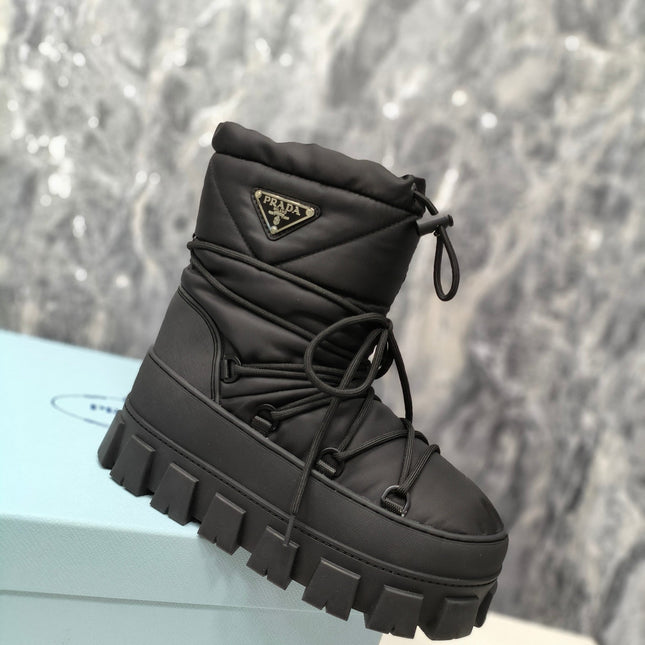 PRA RE-NYLON GABARDINE APRÈS SKI BOOTIES BLACK