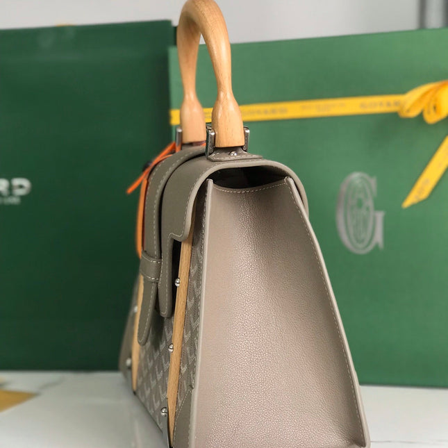 SAÏGON PM BAG 28 IN DESERT GOYARDINE CANVAS AND CALFSKIN