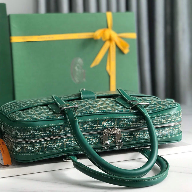 AMBASSADE DOCUMENT CASE 35 IN GREEN GOYARDINE CANVAS