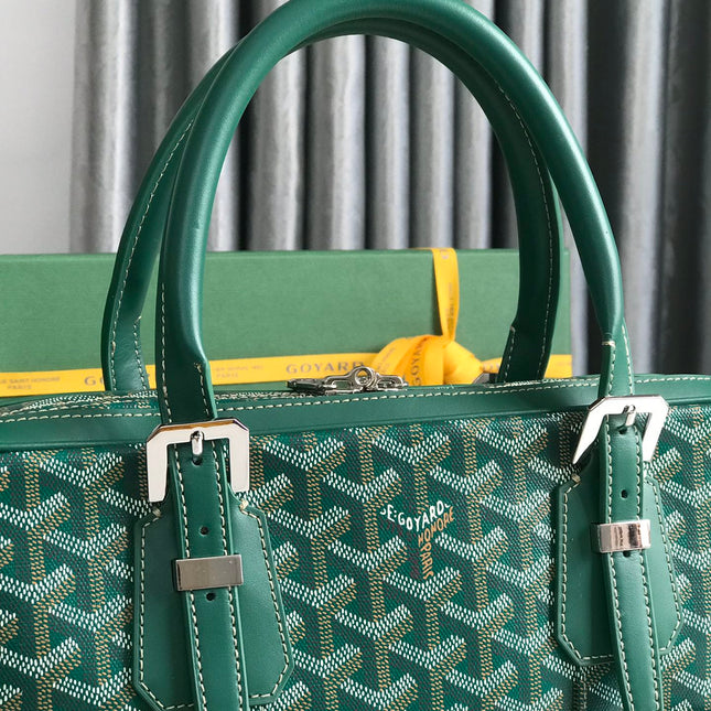 AMBASSADE DOCUMENT CASE 35 IN GREEN GOYARDINE CANVAS