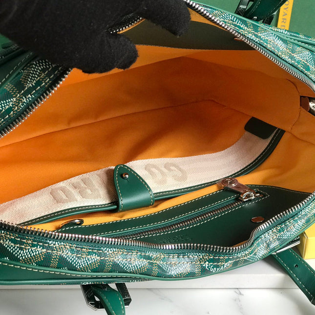 AMBASSADE DOCUMENT CASE 35 IN GREEN GOYARDINE CANVAS