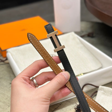 HM FOCUS BUCKLE & REVERSIBLE BLACK AND TAWNY BROWN LEATHER STRAP 13MM COPPER HARDWARE