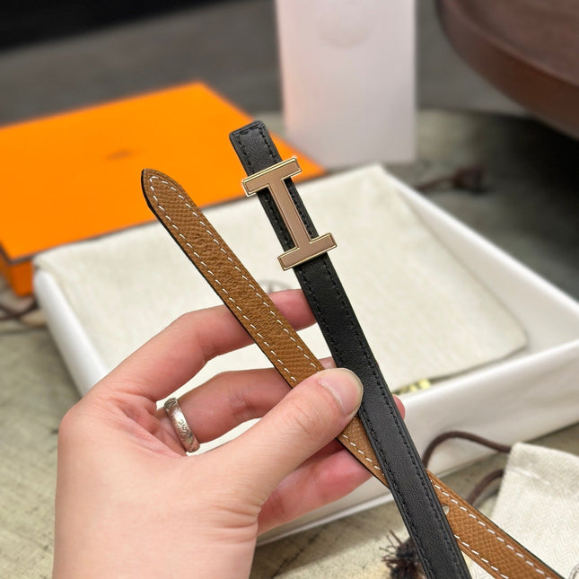 HM FOCUS BUCKLE & REVERSIBLE BLACK AND TAWNY BROWN LEATHER STRAP 13MM COPPER HARDWARE