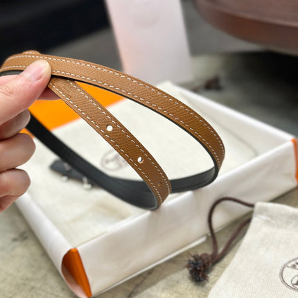 HM FOCUS BUCKLE & REVERSIBLE BLACK AND TAWNY BROWN LEATHER STRAP 13MM COPPER HARDWARE