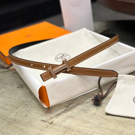 HM FOCUS BUCKLE & REVERSIBLE BLACK AND TAWNY BROWN LEATHER STRAP 13MM COPPER HARDWARE