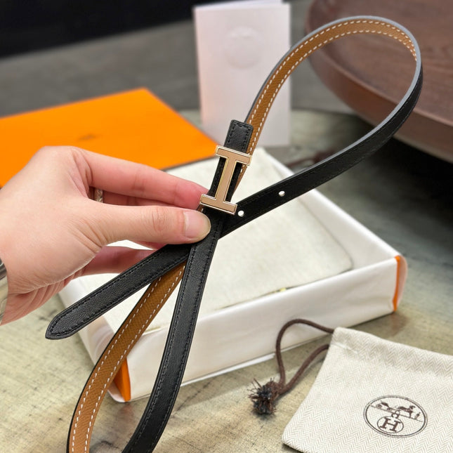 HM FOCUS BUCKLE & REVERSIBLE BLACK AND TAWNY BROWN LEATHER STRAP 13MM COPPER HARDWARE