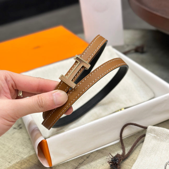 HM FOCUS BUCKLE & REVERSIBLE BLACK AND TAWNY BROWN LEATHER STRAP 13MM COPPER HARDWARE