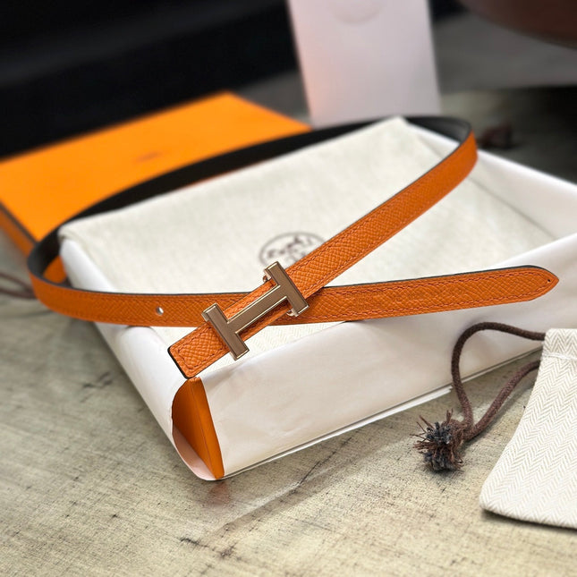 HM FOCUS BUCKLE & REVERSIBLE BLACK AND ORANGE LEATHER STRAP 13MM COPPER HARDWARE