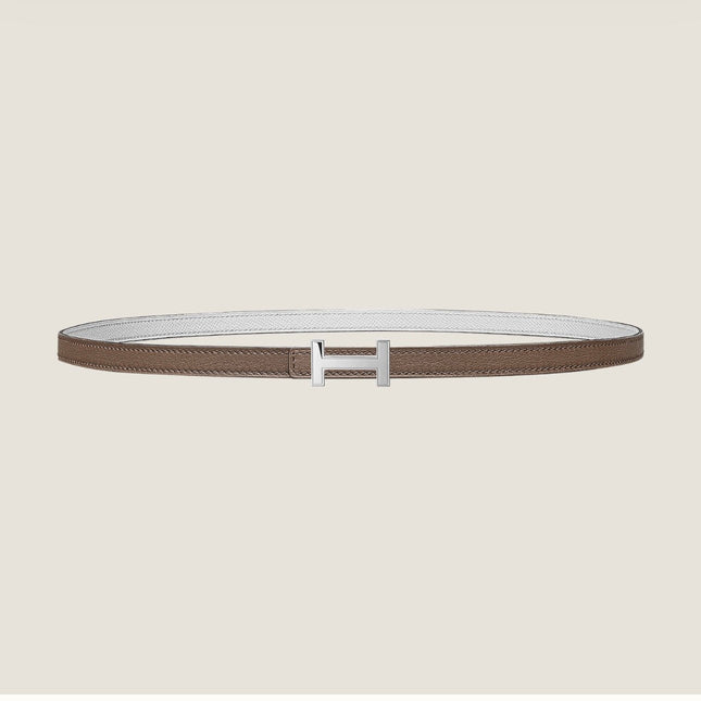 HM FOCUS BUCKLE & REVERSIBLE PEANUT BROWN AND WHITE LEATHER STRAP 13MM SILVER HARDWARE