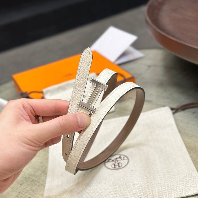 HM FOCUS BUCKLE & REVERSIBLE PEANUT BROWN AND WHITE LEATHER STRAP 13MM SILVER HARDWARE