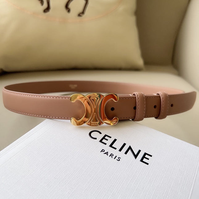 Medium Triomphe Belt 25mm Flamingo Calfskin Ghw