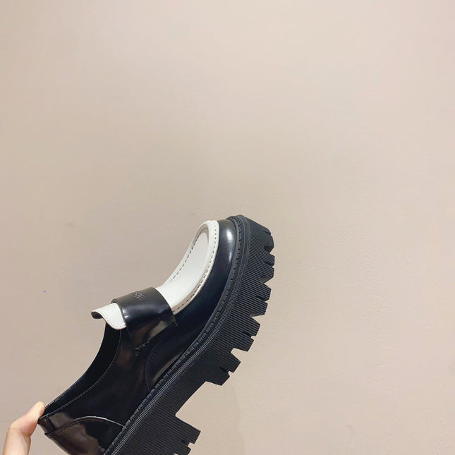 BALENCIAGA 25S LOAFERS IN BLACK MIX WHITE CALFSKIN