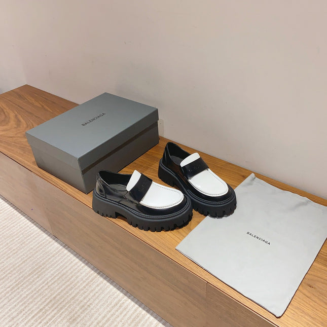 BALENCIAGA 25S LOAFERS IN BLACK MIX WHITE CALFSKIN